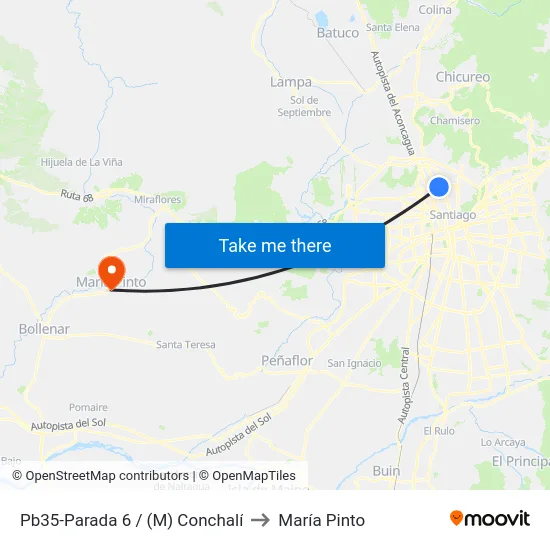 Pb35-Parada 6 / (M) Conchalí to María Pinto map