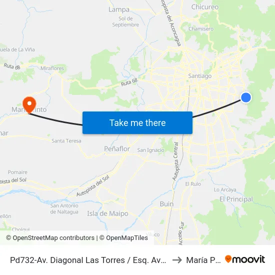 Pd732-Av. Diagonal Las Torres / Esq. Avenida Grecia to María Pinto map