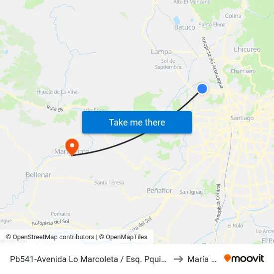 Pb541-Avenida Lo Marcoleta / Esq. Pquia. Jesús Obrero to María Pinto map