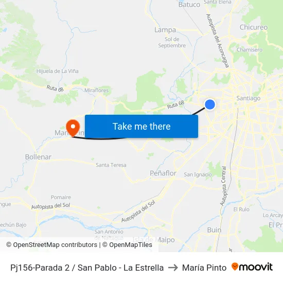 Pj156-Parada 2 / San Pablo - La Estrella to María Pinto map