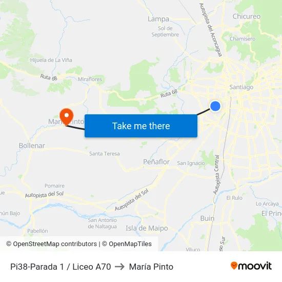 Pi38-Parada 1 / Liceo A70 to María Pinto map