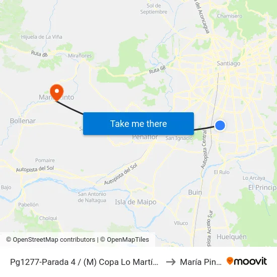 Pg1277-Parada 4 / (M) Copa Lo Martínez to María Pinto map