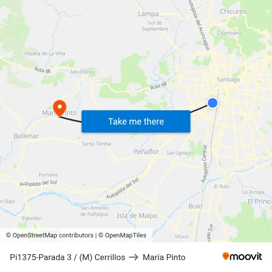 Pi1375-Parada 3 / (M) Cerrillos to María Pinto map