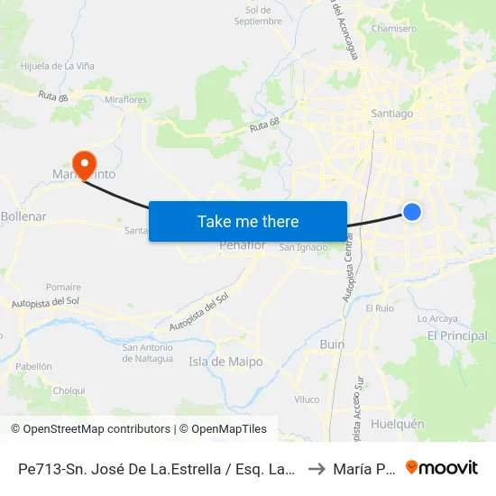 Pe713-Sn. José De La.Estrella / Esq. Las Parcelas to María Pinto map