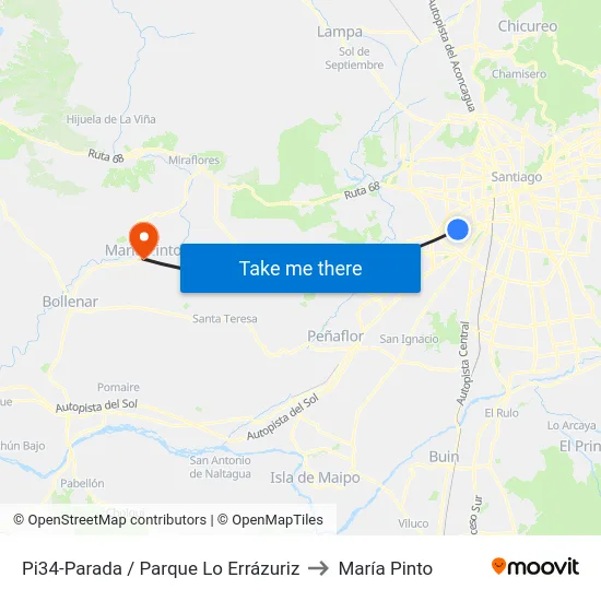 Pi34-Parada / Parque Lo Errázuriz to María Pinto map