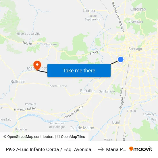 Pi927-Luis Infante Cerda / Esq. Avenida 5 De Abril to María Pinto map