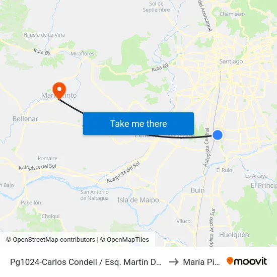 Pg1024-Carlos Condell / Esq. Martín De Solis to María Pinto map