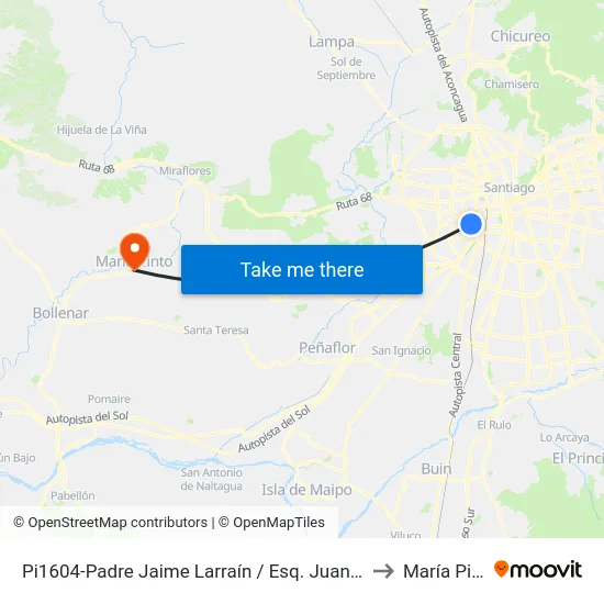 Pi1604-Padre Jaime Larraín / Esq. Juana Weber to María Pinto map