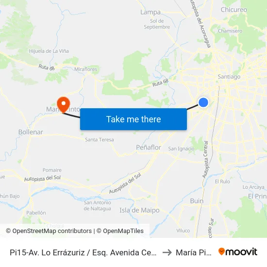 Pi15-Av. Lo Errázuriz / Esq. Avenida Cerrillos to María Pinto map