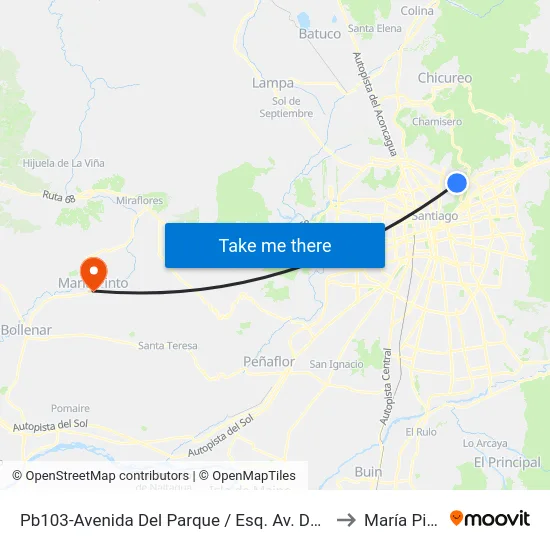 Pb103-Avenida Del Parque / Esq. Av. Del Valle to María Pinto map