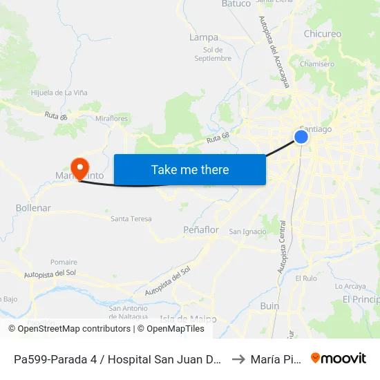 Pa599-Parada 4 / Hospital San Juan De Dios to María Pinto map