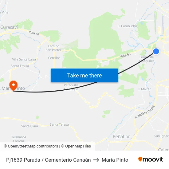 Pj1639-Parada / Cementerio Canaán to María Pinto map