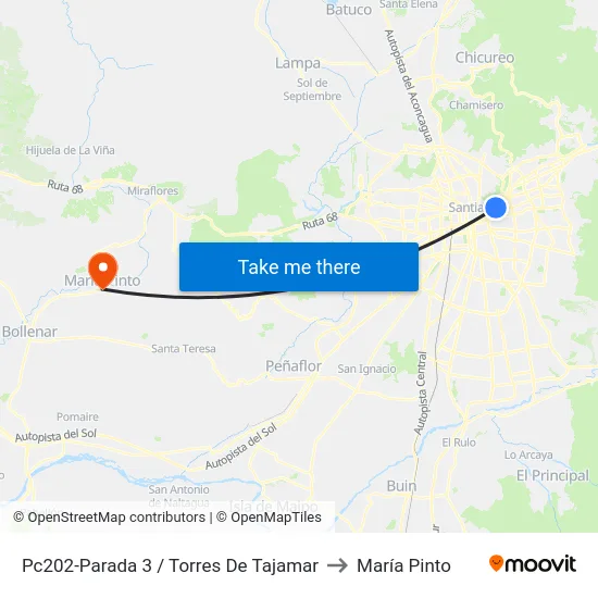 Pc202-Parada 3 / Torres De Tajamar to María Pinto map