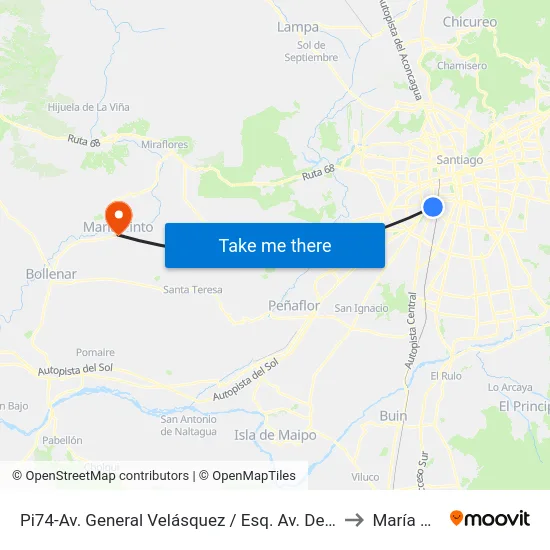 Pi74-Av. General Velásquez / Esq. Av. Departamental to María Pinto map