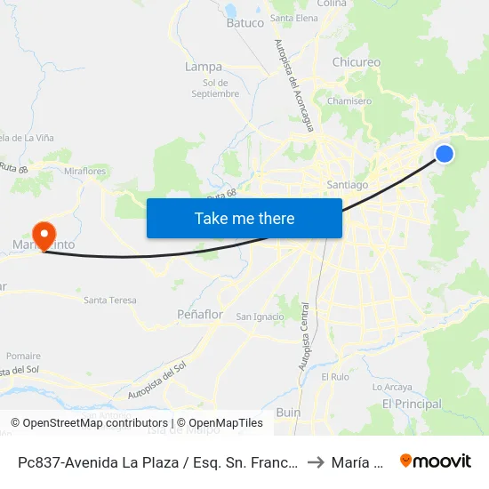 Pc837-Avenida La Plaza / Esq. Sn. Francisco De Asís to María Pinto map