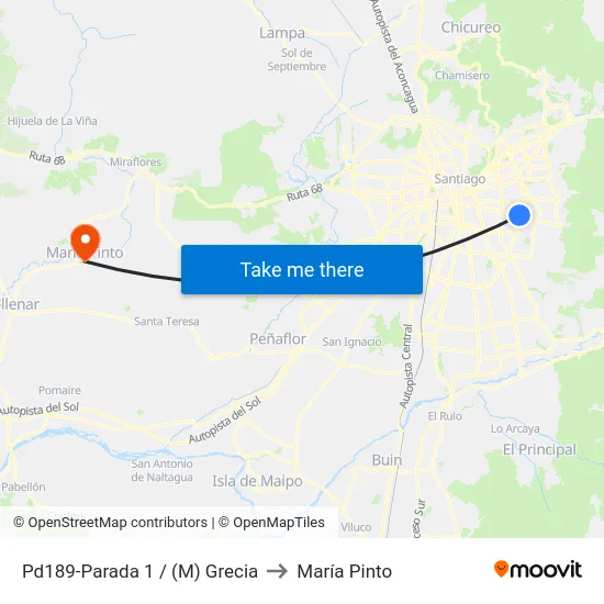 Pd189-Parada 1 / (M) Grecia to María Pinto map