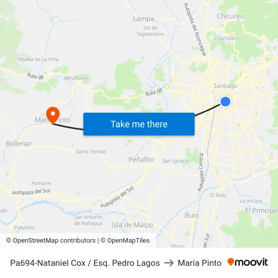 Pa694-Nataniel Cox / Esq. Pedro Lagos to María Pinto map