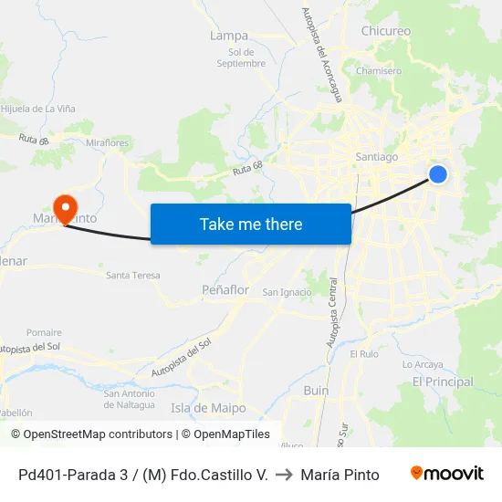 Pd401-Parada 3 / (M) Fdo.Castillo V. to María Pinto map