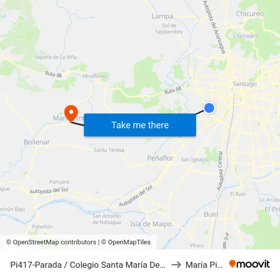 Pi417-Parada / Colegio Santa María De Maipú to María Pinto map