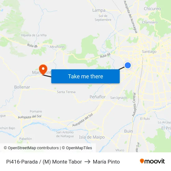 Pi416-Parada / (M) Monte Tabor to María Pinto map