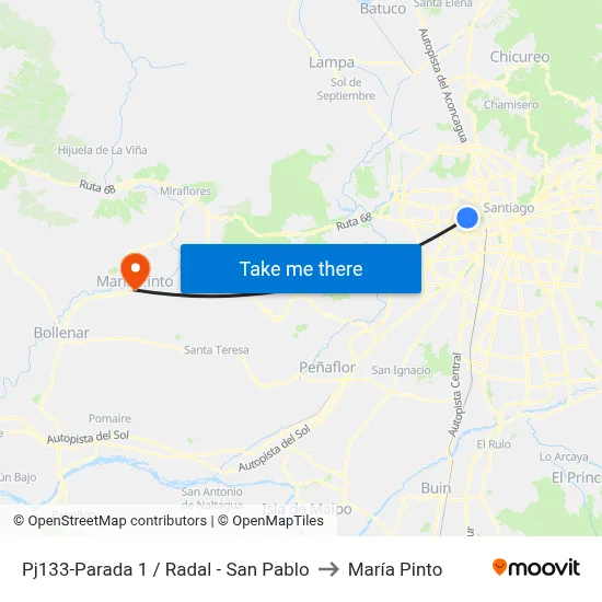 Pj133-Parada 1 / Radal - San Pablo to María Pinto map