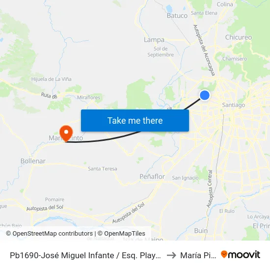 Pb1690-José Miguel Infante / Esq. Playa Blanca to María Pinto map