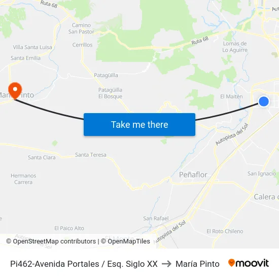 Pi462-Avenida Portales / Esq. Siglo XX to María Pinto map