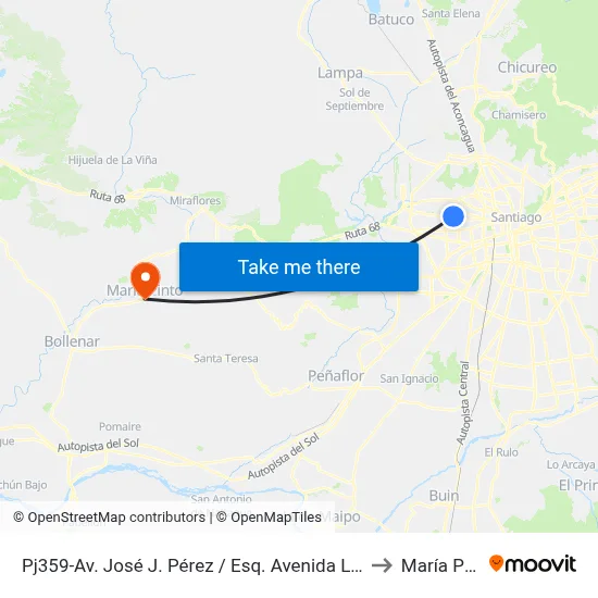 Pj359-Av. José J. Pérez / Esq. Avenida Las Torres to María Pinto map