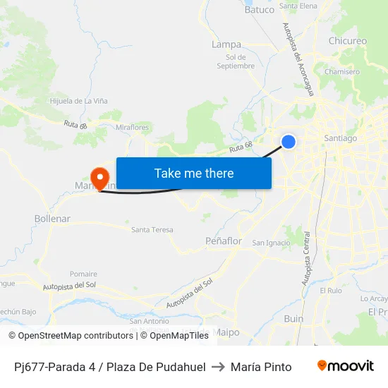 Pj677-Parada 4 / Plaza De Pudahuel to María Pinto map