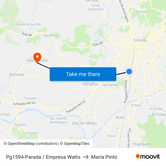 Pg1594-Parada / Empresa Watts to María Pinto map