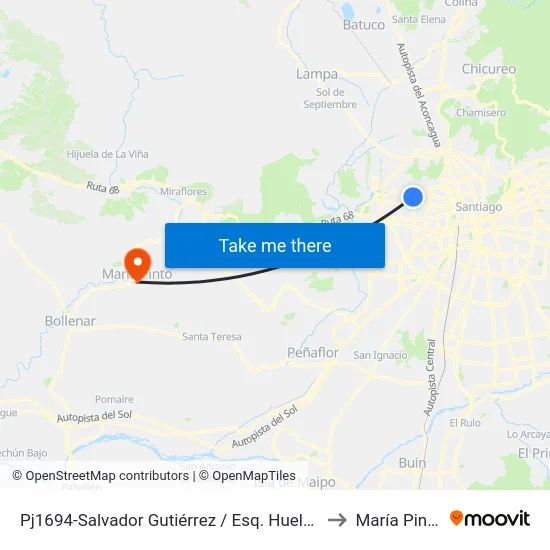 Pj1694-Salvador Gutiérrez / Esq. Huelén to María Pinto map