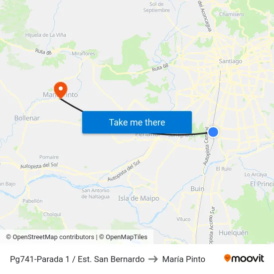 Pg741-Parada 1 / Est. San Bernardo to María Pinto map