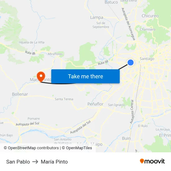 San Pablo to María Pinto map
