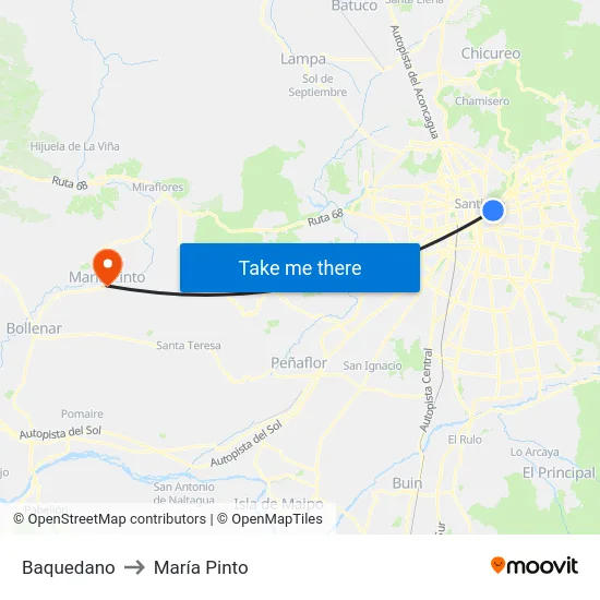 Baquedano to María Pinto map