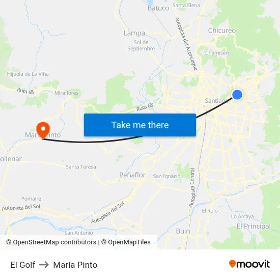 El Golf to María Pinto map