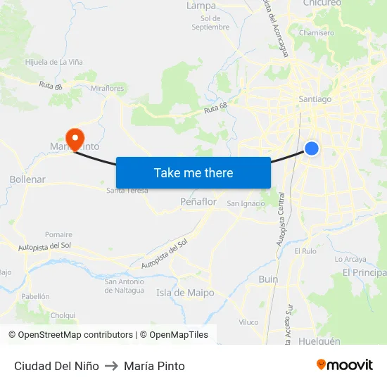 Ciudad Del Niño to María Pinto map