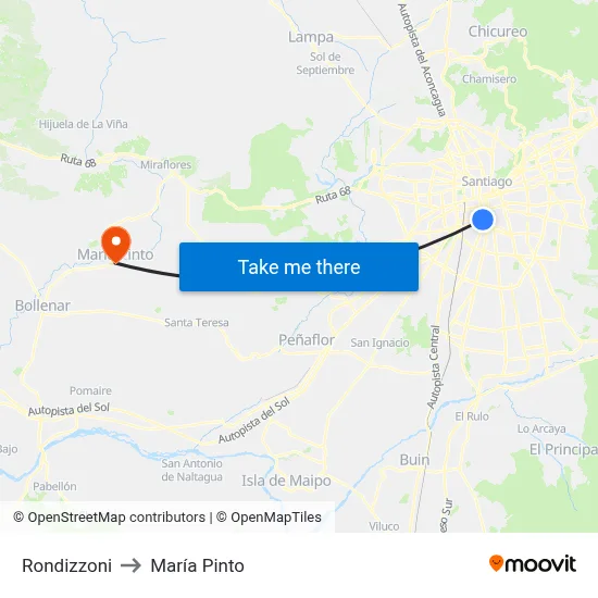 Rondizzoni to María Pinto map