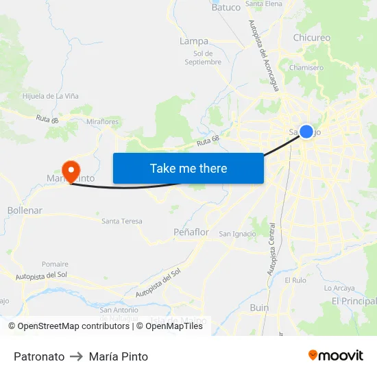 Patronato to María Pinto map