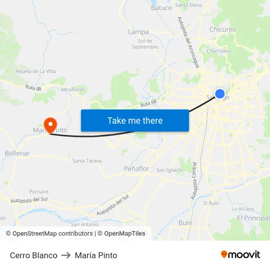 Cerro Blanco to María Pinto map