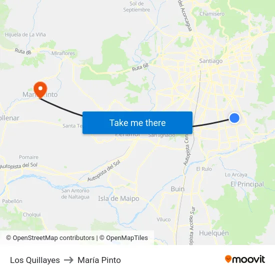 Los Quillayes to María Pinto map