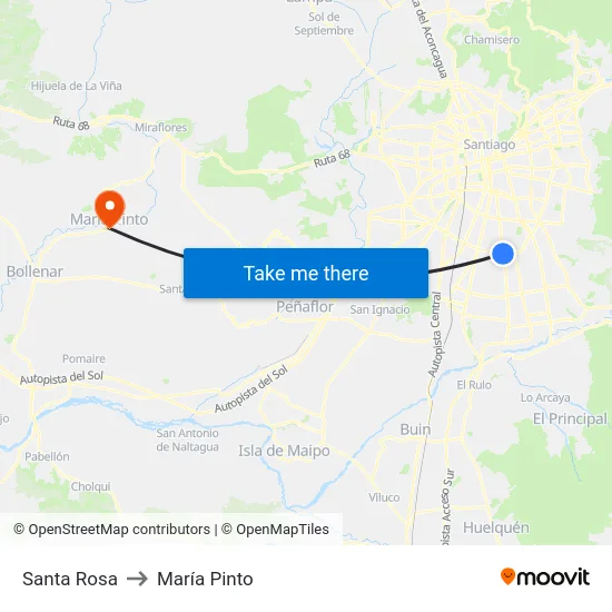 Santa Rosa to María Pinto map