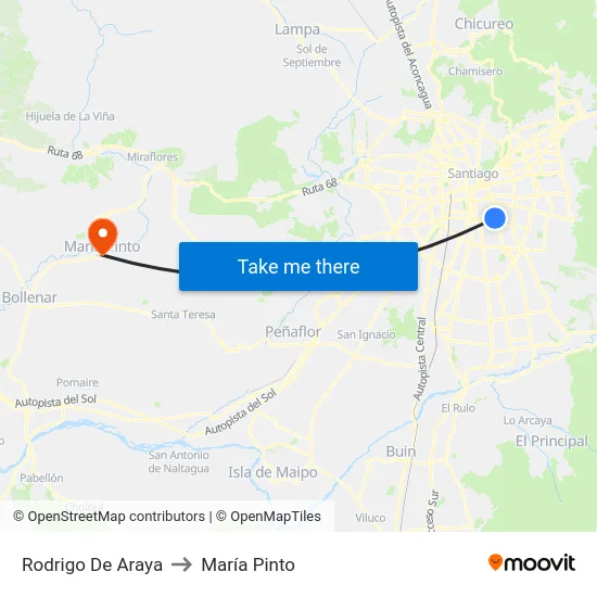Rodrigo De Araya to María Pinto map