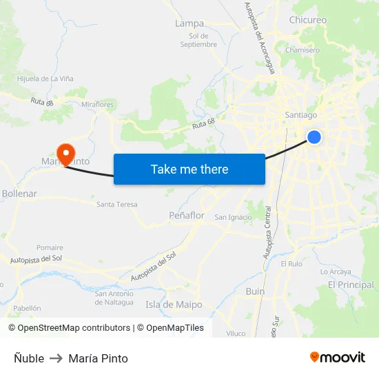 Ñuble to María Pinto map