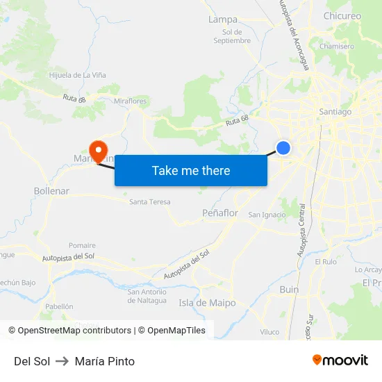 Del Sol to María Pinto map