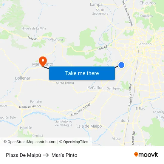 Plaza De Maipú to María Pinto map