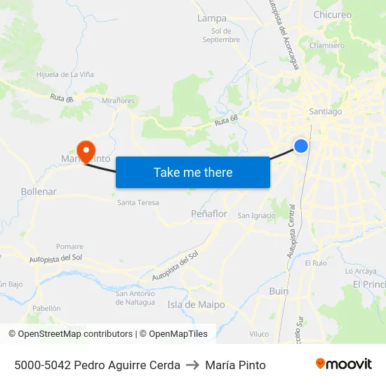 5000-5042 Pedro Aguirre Cerda to María Pinto map