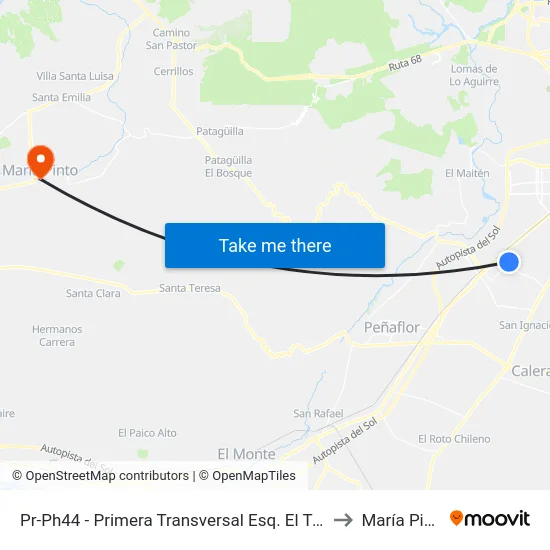 Pr-Ph44 - Primera Transversal Esq. El Trebol to María Pinto map