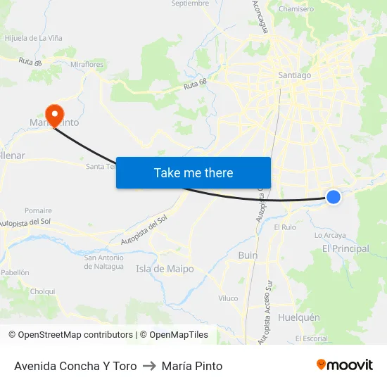 Avenida Concha Y Toro to María Pinto map