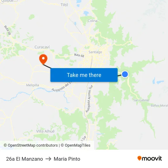 26a El Manzano to María Pinto map