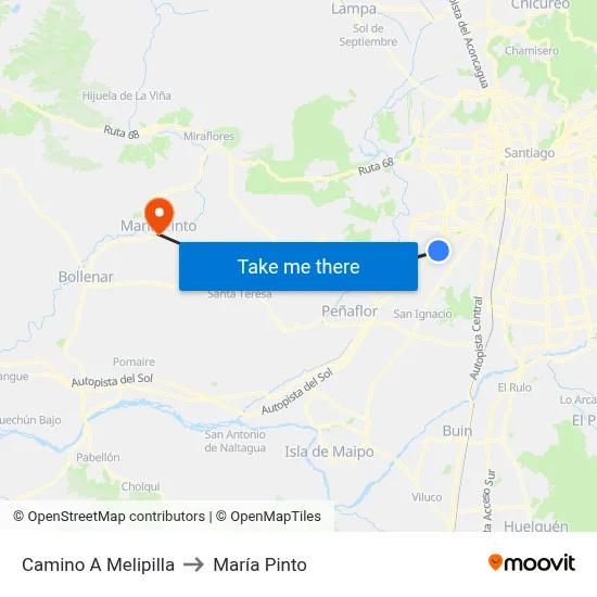 Camino A Melipilla to María Pinto map